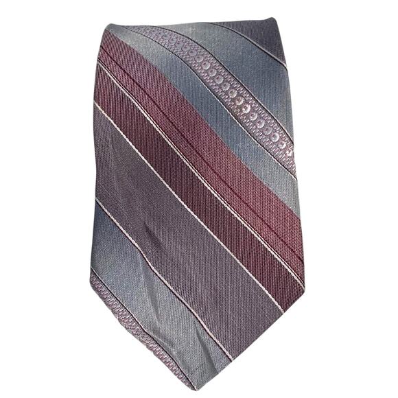 Vtg Sears Neck Tie Red Gray Diagonal Stripe USA 59x3 Polyester Preppy Collegiate - Picture 1 of 7